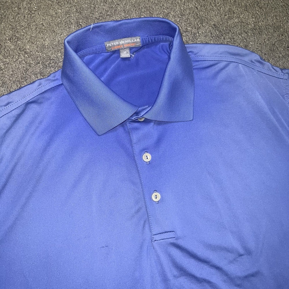 Peter Millar Polo Shirt Mens Medium Blue Summer Comfort Performance Golf